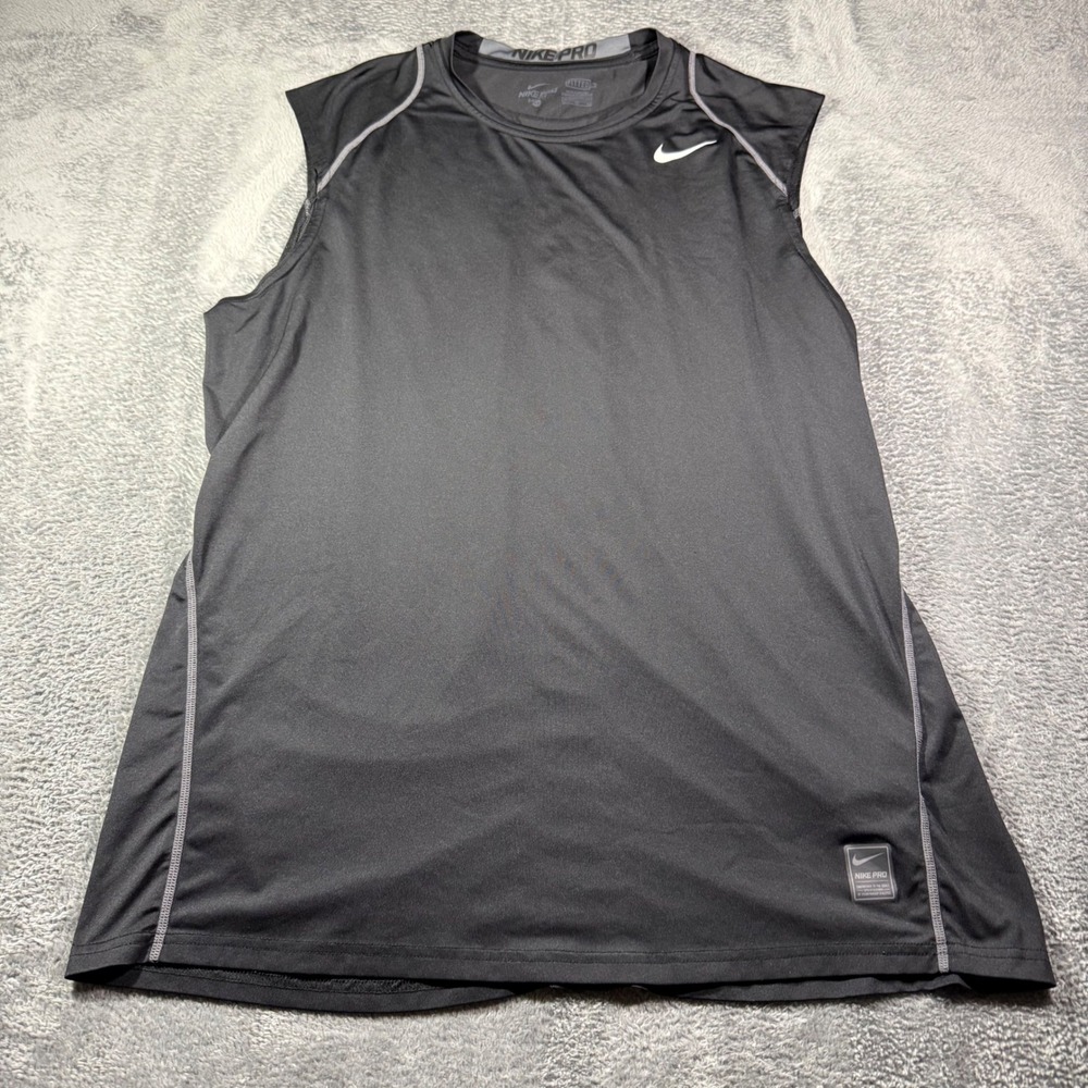 Nike Pro Dri-FIT Mens XL Black Sleeveless Fitted Athletic Training Shirt